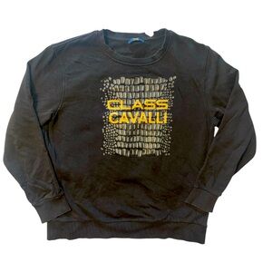 Roberto Cavalli Class Crewneck Graphic Print Sweatshirt Black Size XL